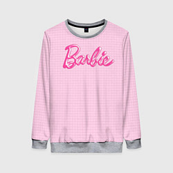 Женский свитшот Барби - логотип на клетчатом фоне