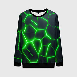 Свитшот женский Зелёные неоновые плиты, цвет: 3D-черный