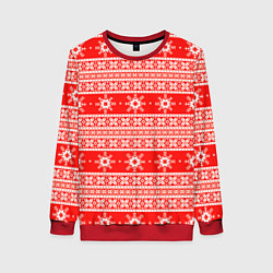 Свитшот женский New Year snowflake pattern, цвет: 3D-красный