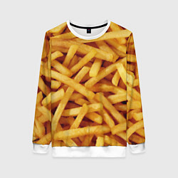 Свитшот женский Картошка фри, цвет: 3D-белый