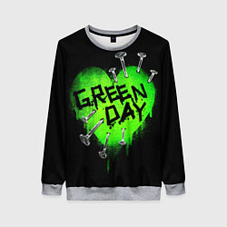 Свитшот женский Green day heart nails, цвет: 3D-меланж