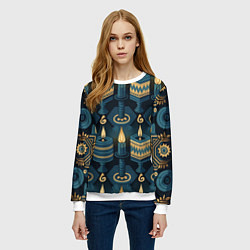 Свитшот женский Ханука праздник огней, цвет: 3D-белый — фото 2