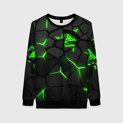 Женский свитшот Razer green neon / 3D-Черный – фото 1