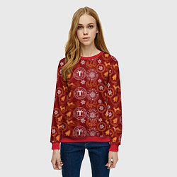 Свитшот женский Новогодние печати, цвет: 3D-красный — фото 2