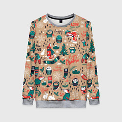 Свитшот женский New Year Merry Christmas, цвет: 3D-меланж