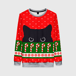 Женский свитшот Котик: новогодний свитер