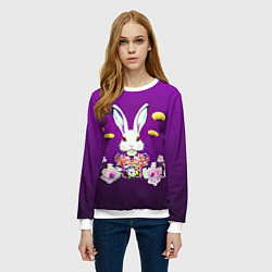 Свитшот женский Кролик с одуванчиками, цвет: 3D-белый — фото 2