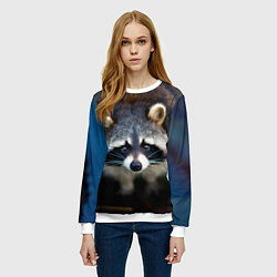 Свитшот женский Застенчивый енот, цвет: 3D-белый — фото 2