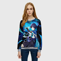 Свитшот женский Странник: Genshin impact, цвет: 3D-меланж — фото 2