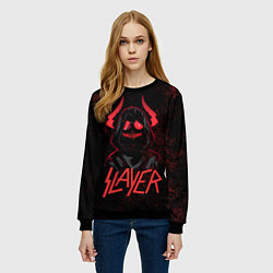 Свитшот женский Slayer - рок 80-х, цвет: 3D-черный — фото 2