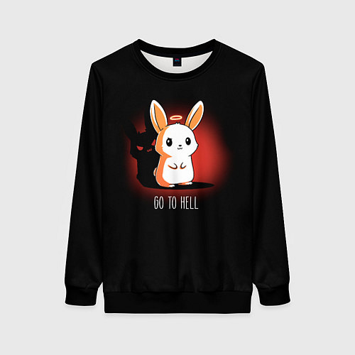 Женский свитшот Кролик чёртик / 3D-Черный – фото 1