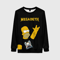 Свитшот женский Megadeth Гомер Симпсон рокер, цвет: 3D-черный