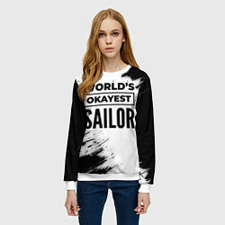 Свитшот женский Worlds okayest sailor - white, цвет: 3D-белый — фото 2