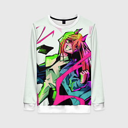 Свитшот женский Человек - бензопила Пауэр неон, цвет: 3D-белый