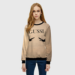 Свитшот женский Гуси в полете, цвет: 3D-черный — фото 2