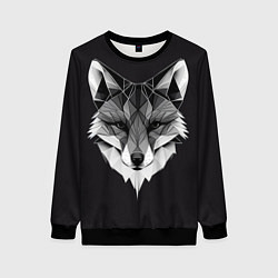 Свитшот женский Lowpoly fox, цвет: 3D-черный