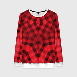 Свитшот женский Красно-черный геометрический узор, цвет: 3D-белый