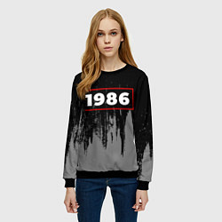 Свитшот женский 1986 - в красной рамке на темном, цвет: 3D-черный — фото 2