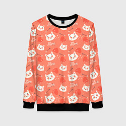 Женский свитшот Паттерн кот на персиковом фоне