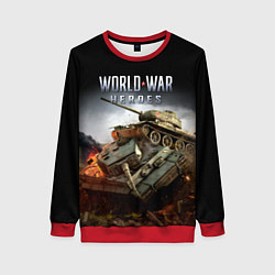Свитшот женский World War Heroes логотип и танки, цвет: 3D-красный