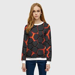 Свитшот женский Неоновый разлом - жёлтый, цвет: 3D-белый — фото 2