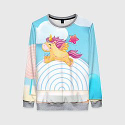 Свитшот женский Единорог со звездочкой, цвет: 3D-меланж