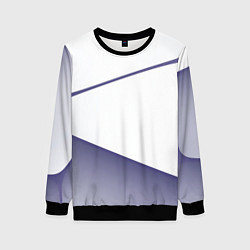 Свитшот женский Абстрактный белый и фиолетовый паттерн, цвет: 3D-черный