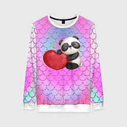 Свитшот женский Милая панда с сердечком, цвет: 3D-белый