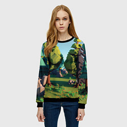 Свитшот женский Воксельный лес, цвет: 3D-черный — фото 2