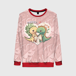Свитшот женский Миссис и Мистр Влюбленные динозавры, цвет: 3D-красный