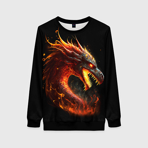 Женский свитшот Яростный огненный дракон / 3D-Черный – фото 1