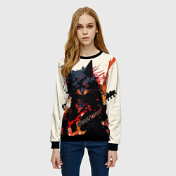 Свитшот женский Black rocker cat on a light background - C-Cats co, цвет: 3D-черный — фото 2