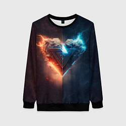 Женский свитшот Две части каменного брутального сердца в неоне