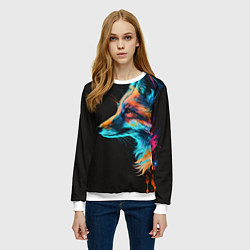 Свитшот женский Лиса красками, цвет: 3D-белый — фото 2