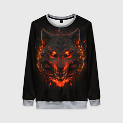 Свитшот женский Морда огненного волка, цвет: 3D-меланж