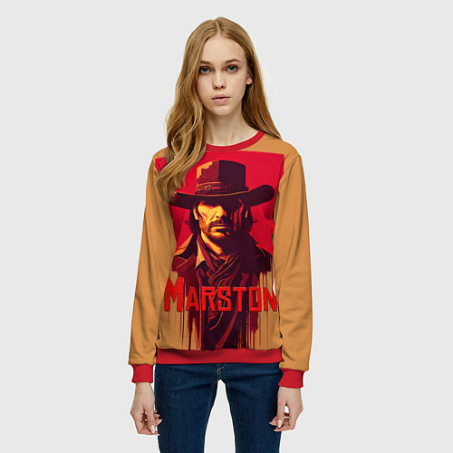 Женский свитшот John Marston poster / 3D-Красный – фото 3