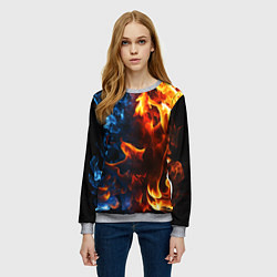 Свитшот женский Битва огней - два пламени, цвет: 3D-меланж — фото 2