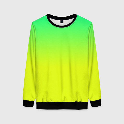 Женский свитшот Зелено-желтый градиент / 3D-Черный – фото 1