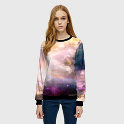 Свитшот женский Аморфное абстрактное космическое красочное небо, цвет: 3D-черный — фото 2