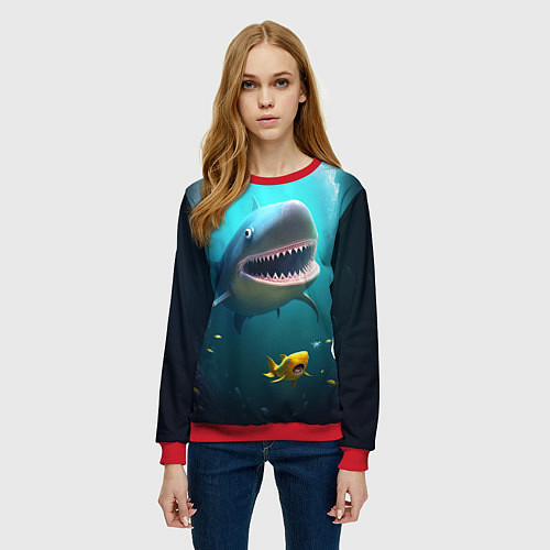Женский свитшот Я акула туруру / 3D-Красный – фото 3