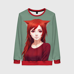 Свитшот женский Cute Catgirl, цвет: 3D-красный