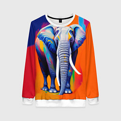 Свитшот женский Слон красочный, цвет: 3D-белый