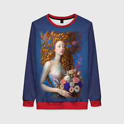 Женский свитшот Русалка в стиле Ренессанса с цветами