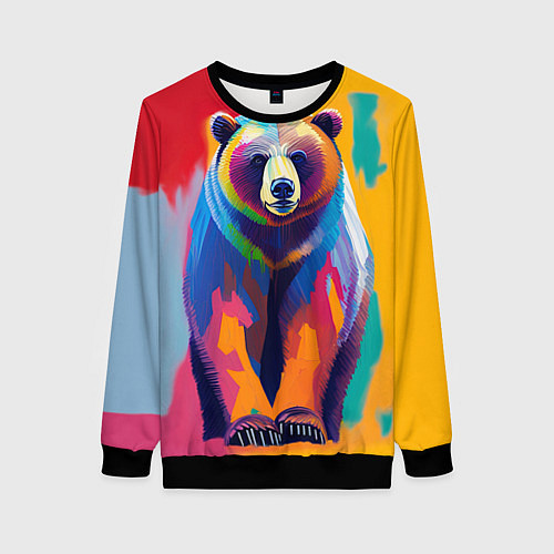 Женский свитшот Медведь красочный / 3D-Черный – фото 1