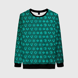 Женский свитшот Паттерн элементали под анемо