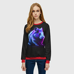 Свитшот женский Хомяк неон, цвет: 3D-красный — фото 2