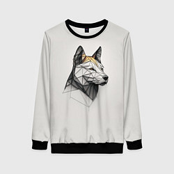 Свитшот женский Стилизованный пёс в геометрическом стиле, цвет: 3D-черный
