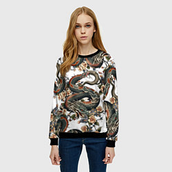Свитшот женский Тату японский дракон, цвет: 3D-черный — фото 2
