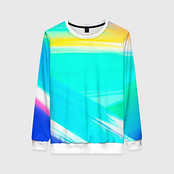 Свитшот женский Абстрактные цветные линии - диагонали, цвет: 3D-белый