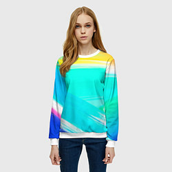 Свитшот женский Абстрактные цветные линии - диагонали, цвет: 3D-белый — фото 2
